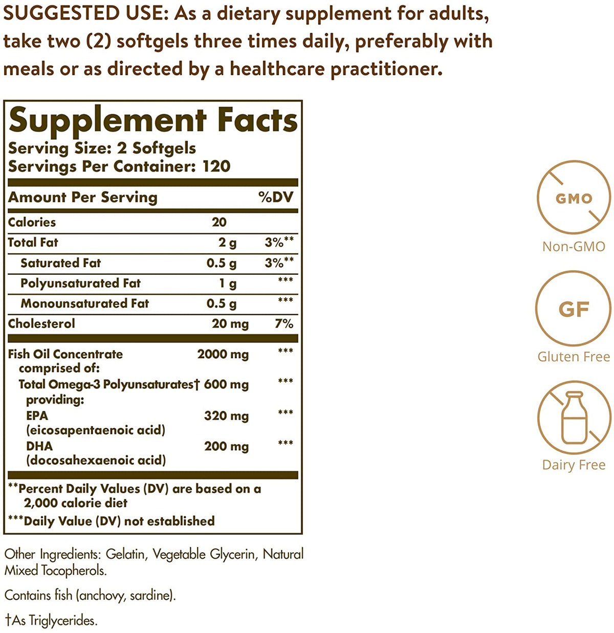 Solgar Omega-3 Fish Oil Concentrate, 240 Softgels