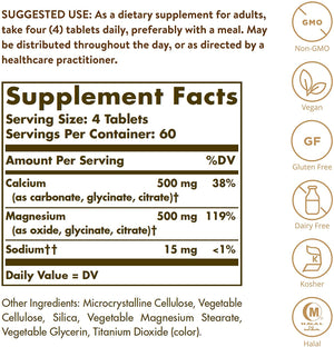 Solgar Chelated Calcium Magnesium 1 to 1, 240 Tablets