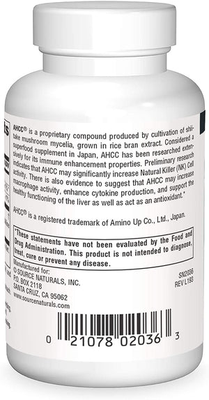 SOURCE NATURALS Ahcc Active Hexose Correlated Compound 500 Mg Vegetable Capsule, 60 Count