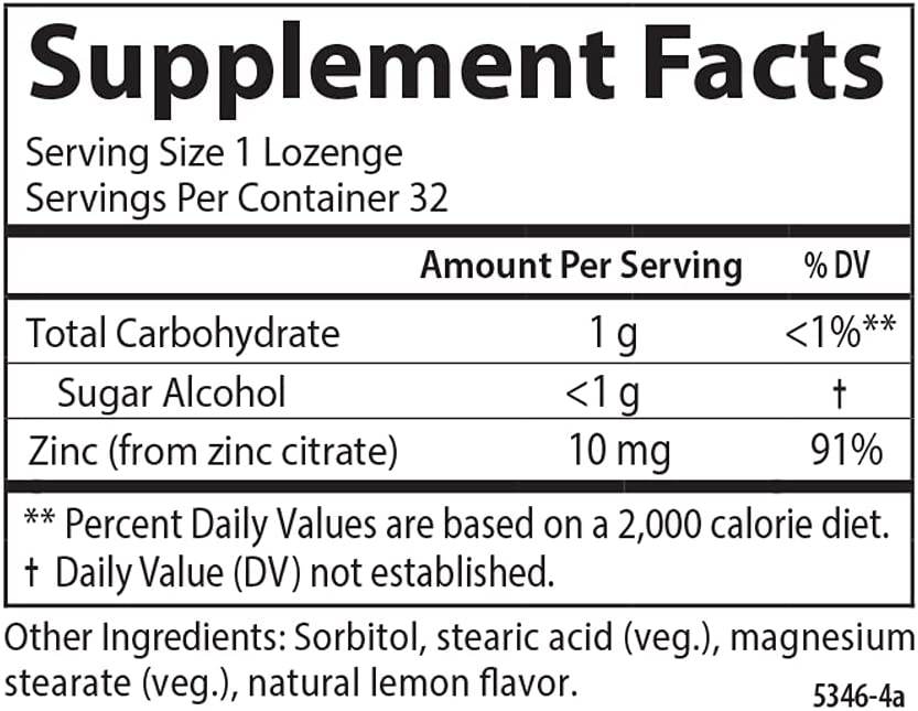 Carlson - Zinc-Ease, Soothing Lozenge, Immune Support & Optimal Wellness, Antioxidant, Lemon (32 Lozenges)