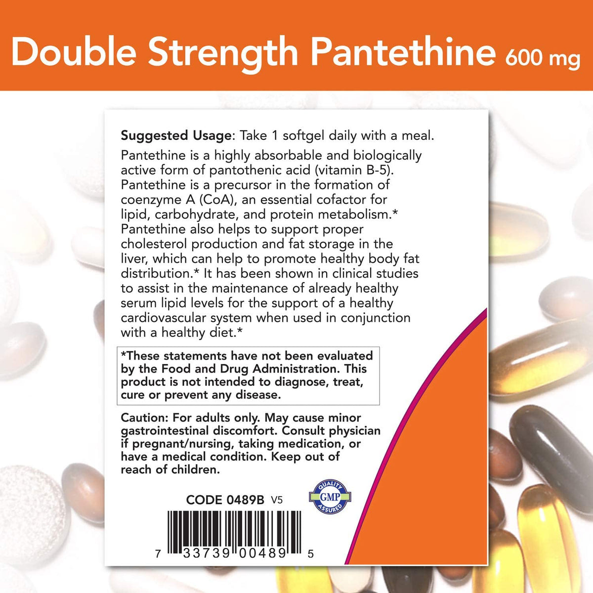 NOW Foods Pantethine Double Strength, 600 mg, 60 Softgels