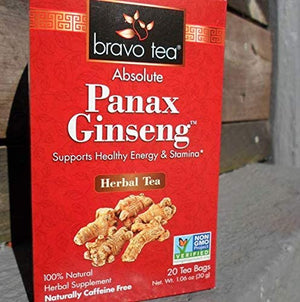 Bravo Tea, Panax Ginseng Tea, Caffeine Free, 20 Tea Bags