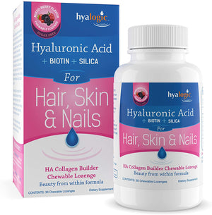 Hyalogic Hyaluronic Acid For Hair Skin & Nails Mixed Berry, 30 Chewable Lozenges
