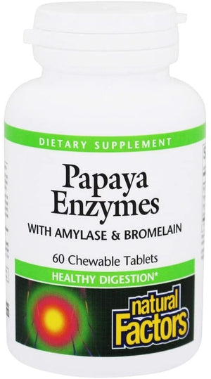 Natural Factors - Papaya Enzymes, Promotes Healthy Digestion, 60 Chewable Tablets