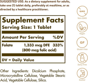 Solgar Folic Acid, 250 Vegetable Capsules