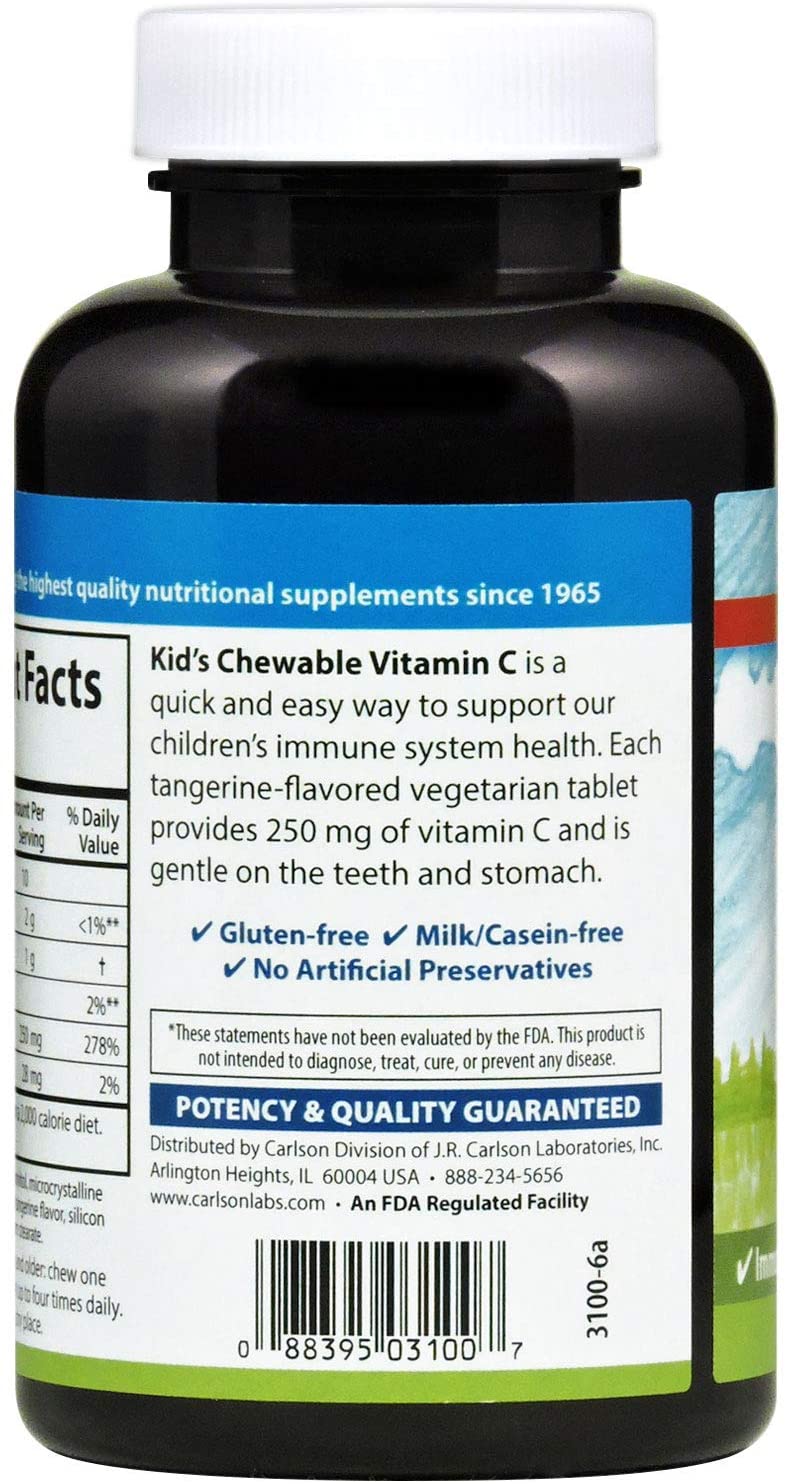 Carlson Labs Carlson For Kids Chewable Vitamin C, 250mg, 120 Tablets