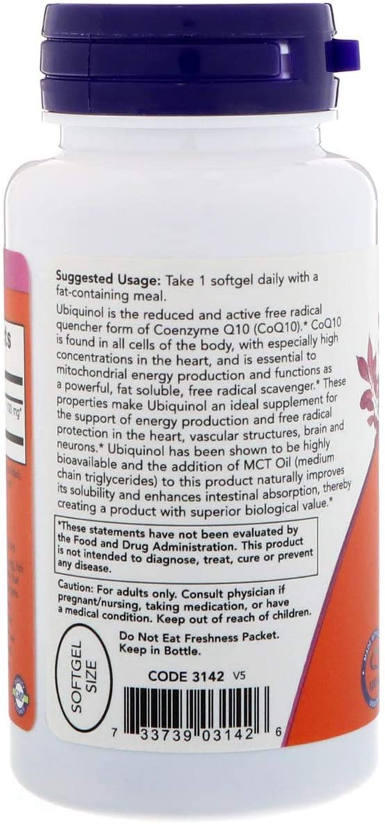 NOW Ubiquinol, 100 mg, 60 Softgels