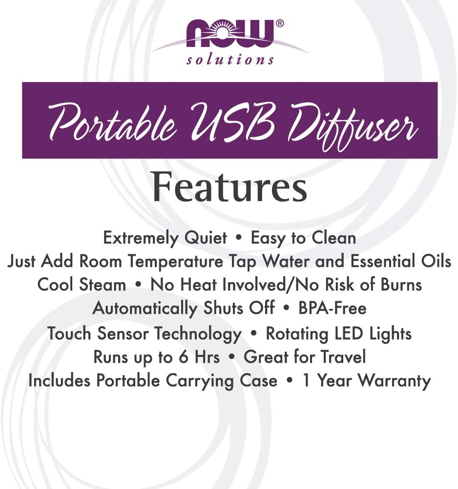 NOW Foods Now® Solutions Portable USB Ultrasonic Oil Diffuser, 1 Diffuser