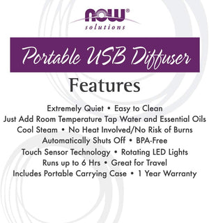 NOW Foods Now® Solutions Portable USB Ultrasonic Oil Diffuser, 1 Diffuser