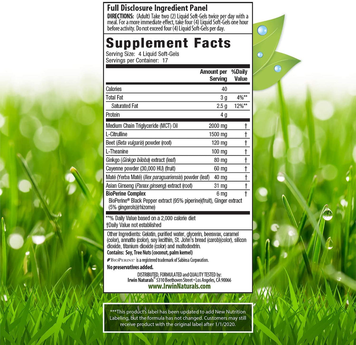 Irwin Naturals Nitric Oxide Pre-Sport® with L-Citrulline, 60 Liquid Softgels