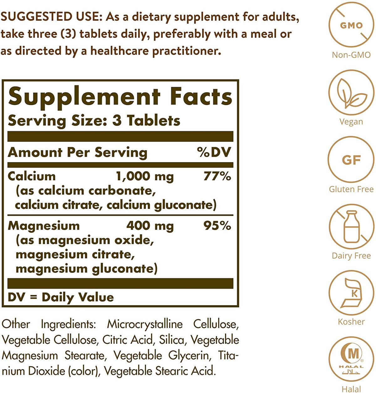 Solgar Calcium Magnesium, 250 Tablets