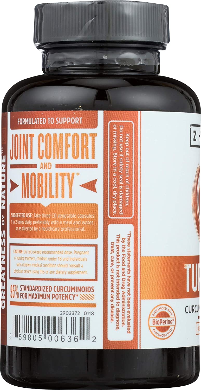 Zhou Turmeric Curcumin with Ginger - Turmeric and Ginger Supplement for Women and Men, Curcuminoids with Black Pepper Extract for Digestion and Digestive Health - 90 Veggie Capsules