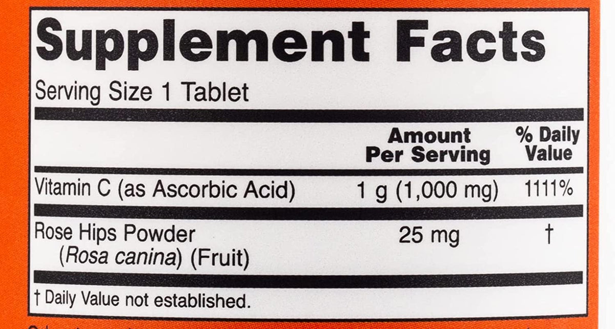 NOW Foods C-1000 with Rose Hips, 100 Tablets