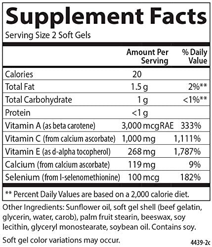 Carlson - ACES, Vitamins A, C, E + Selenium, Cellular Health & Immune Support, Antioxidant, 90 Softgels
