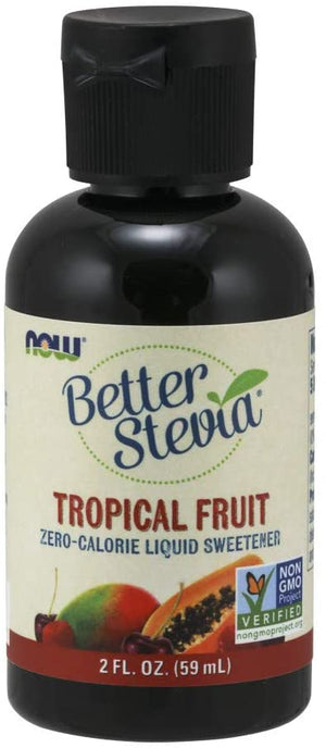 NOW Foods, BetterStevia Liquid, Tropical Fruit, Zero-Calorie, Healthier Sugar Alternative, Certified Non-GMO, 2-Ounce