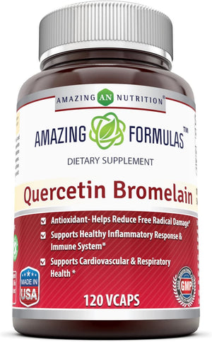 Amazing Nutrition- Quercetin 800 Mg with Bromelain 165 Mg, 120 Vcaps