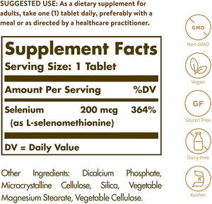 Solgar Selenium Yeast Free, 200 mcg, 250 Tablets