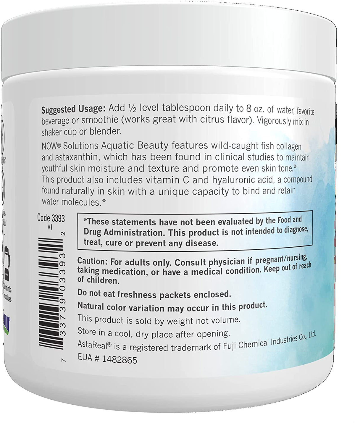 NOW Solutions, Aquatic Beauty Plus Marine Collagen from Wild-Caught Fish and Astaxanthin Powder, 3-Ounce