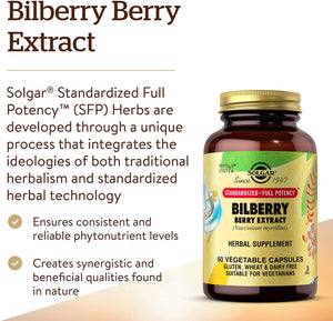 Solgar Bilberry Berry Extract, 60 Vegetable Capsules