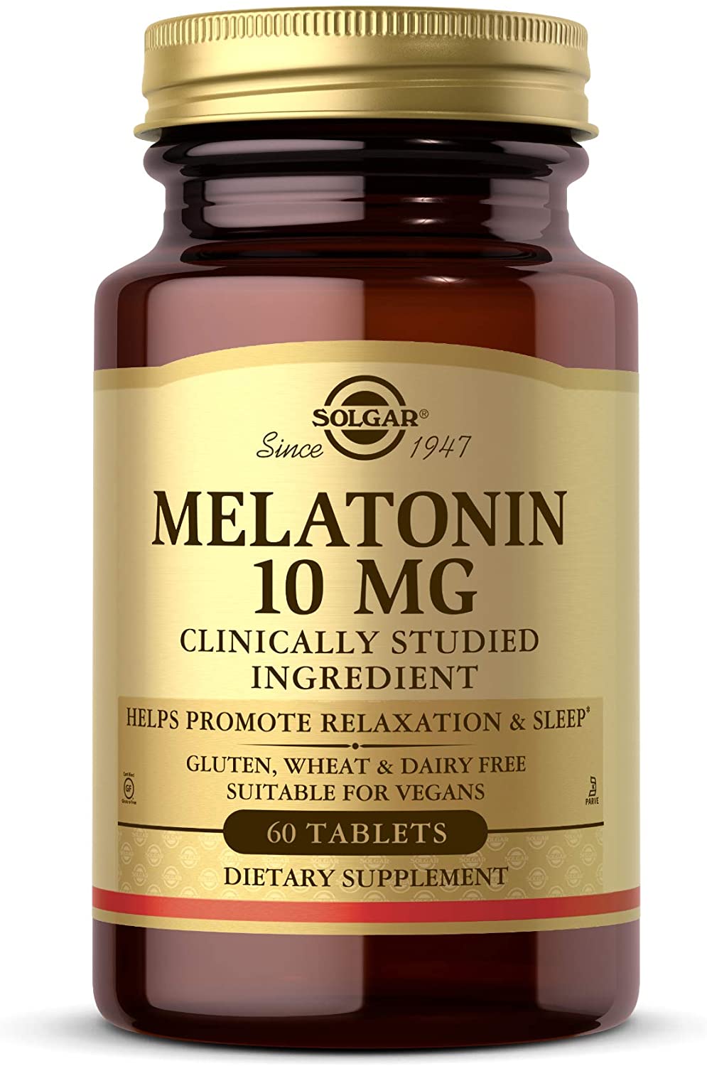 Solgar Melatonin 10mg Tablets HighDosage Helps Promote Relaxation Sleep ClinicallyStudied Melatonin Supports Natural Sleep Cycle Vegan Gluten Free Dairy Free Kosher Servings, 60 Count