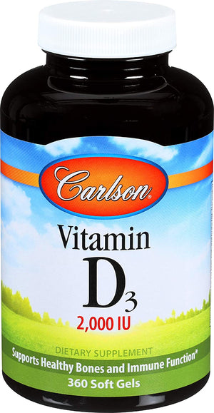 Carlson Vitamin D3, 2000 IU, 360 Softgels