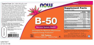 NOW Foods B-50, 100 Tablets