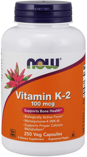 NOW Foods Vitamin K2, 100 mcg, 250 Vegetarian Capsules