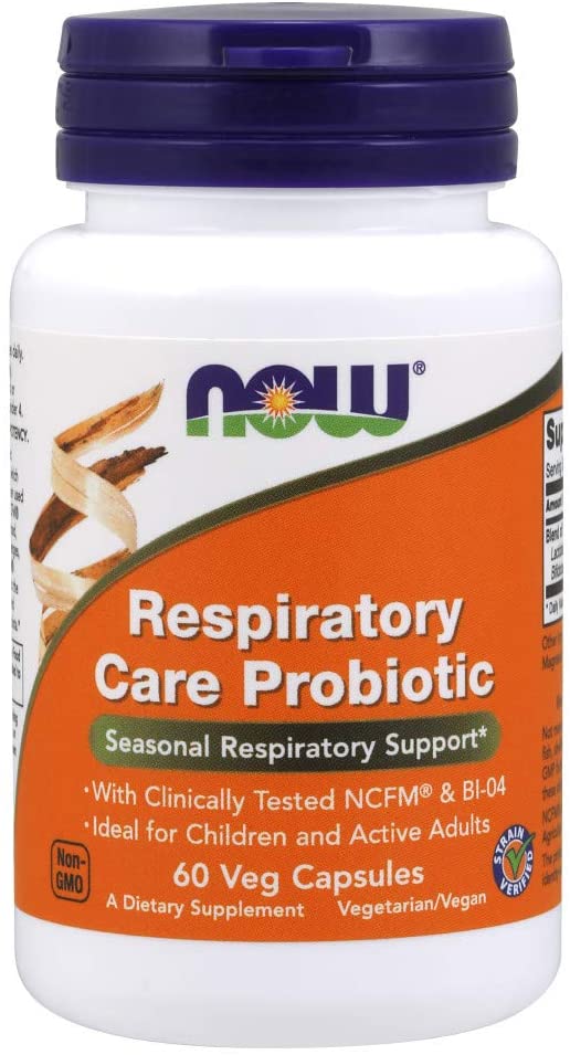 NOW Supplements, Respiratory Care Probiotic, with Clinically Tested NCFM® &amp; BI-04, 60 Veg Capsules