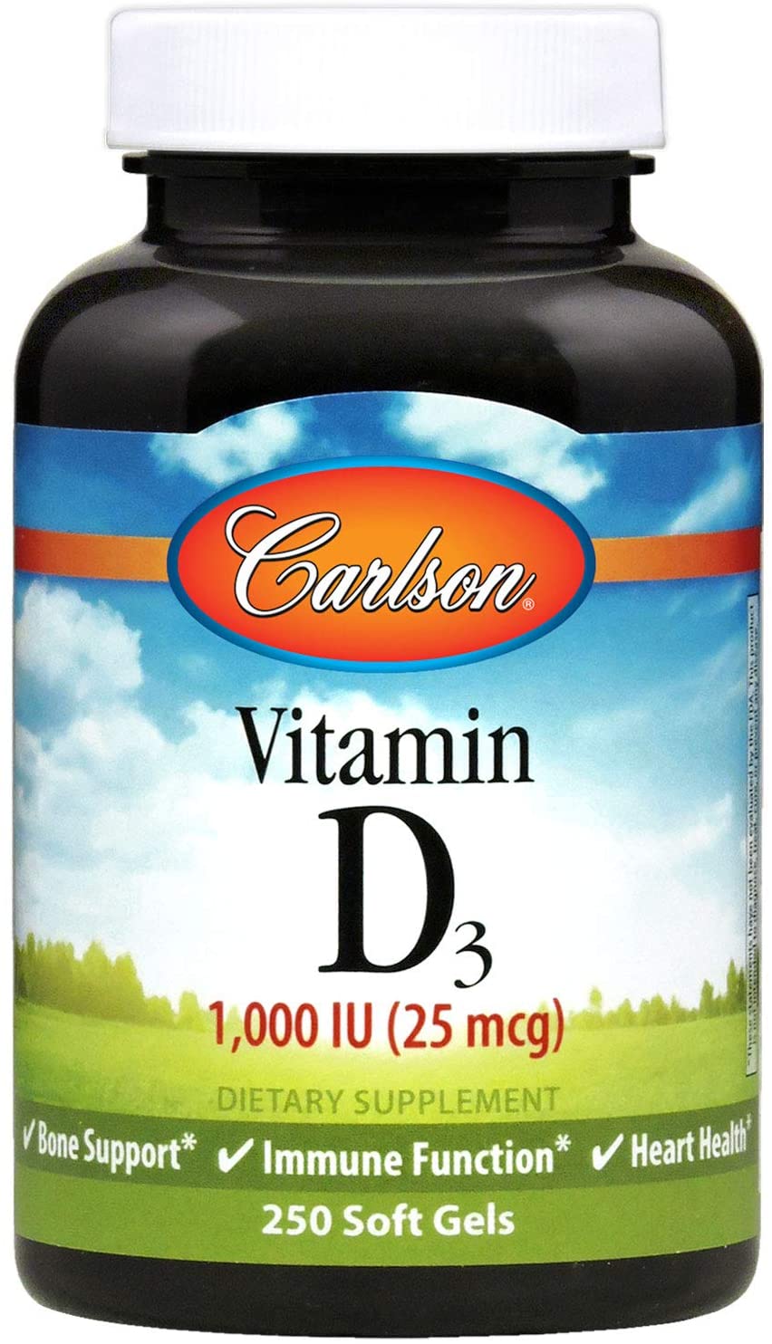 Carlson - Vitamin D3, 1000 IU (25 mcg), Bone Health, Muscle Health, Cholecalciferol, Vitamin D Supplements, Vitamin D3 Soft Gels, 250 Softgels