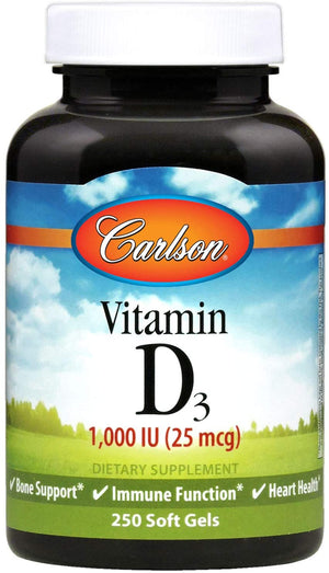 Carlson Vitamin D3, 1000 IU, 250 Softgels