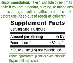 Nature's Way Fennel Seed, 480 mg, 100 Vegan Capsules
