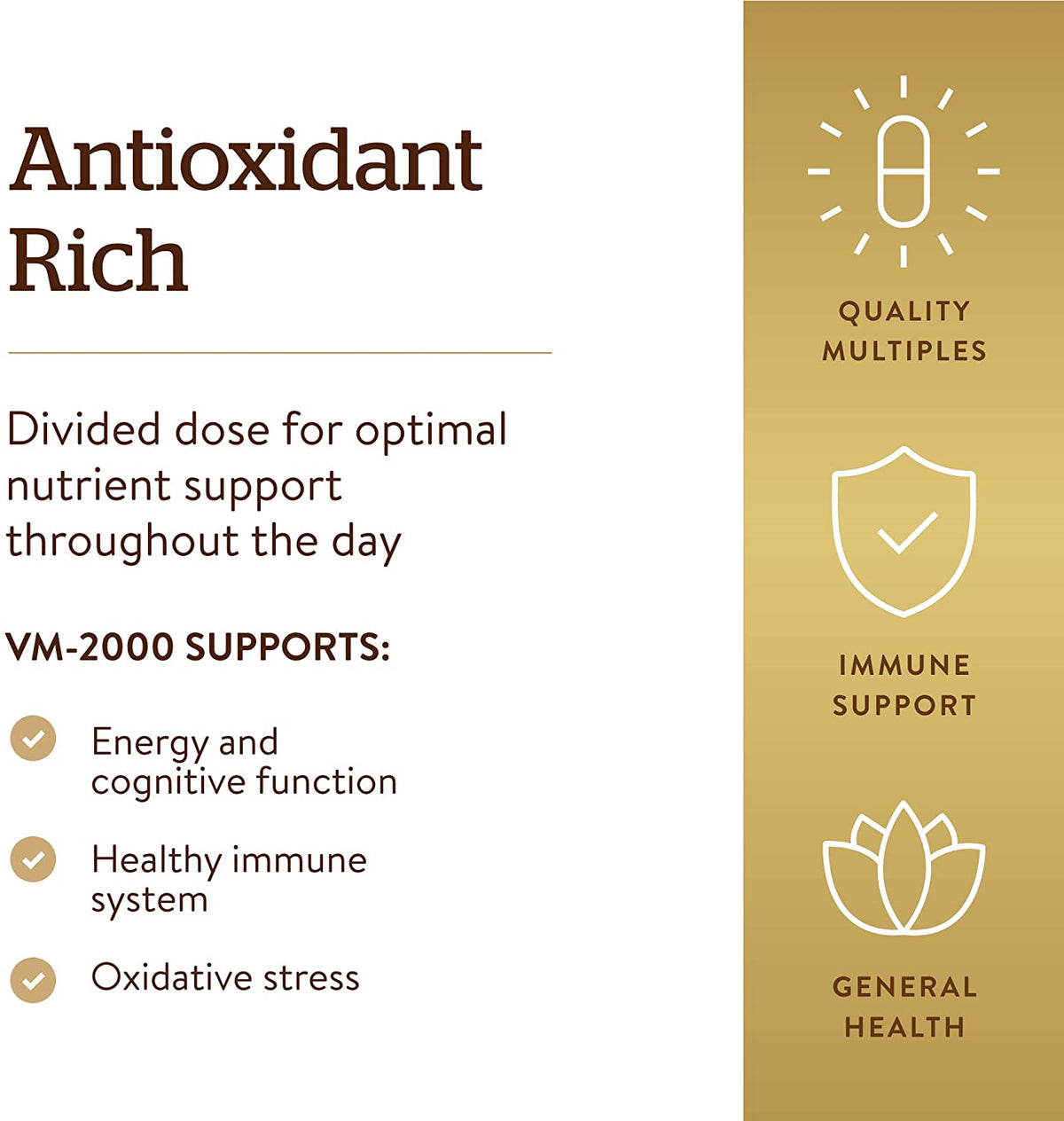 Solgar Formula VM-2000 (Multinutrient System), 60 Tablets - Premium Quality Multiple - Contains Zinc - Supports A Healthy Immune System - Vegan, Dairy Free, Kosher - 30 Servings