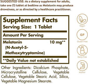 Solgar Melatonin, 10 mg, 60 Tablets