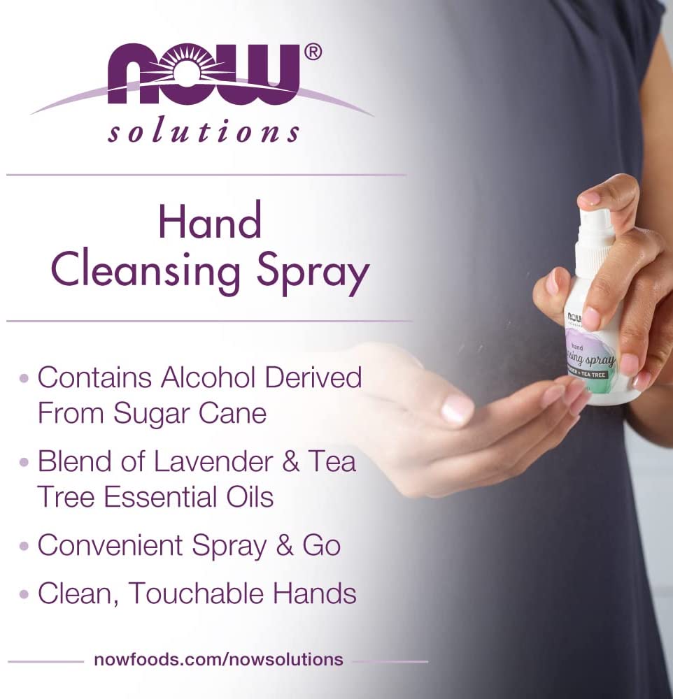 NOW Solutions, Hand Cleansing Spray, Vegan, Ethanol, Cleansing, Moisturizing, 2 Fluid Ounces