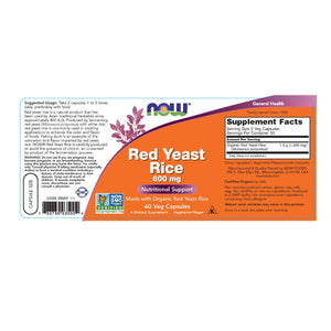 NOW Foods Red Yeast Rice, 600 mg, 60 Veg Capsules