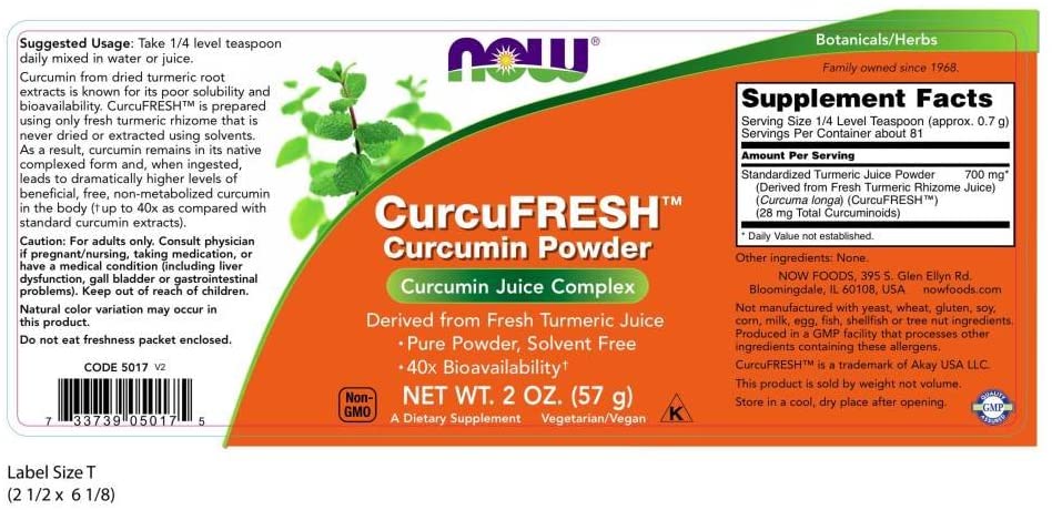 CurcuFRESH™ Curcumin Powder from Fresh Turmeric Juice, Curcumin Juice Complex, 2-Ounce