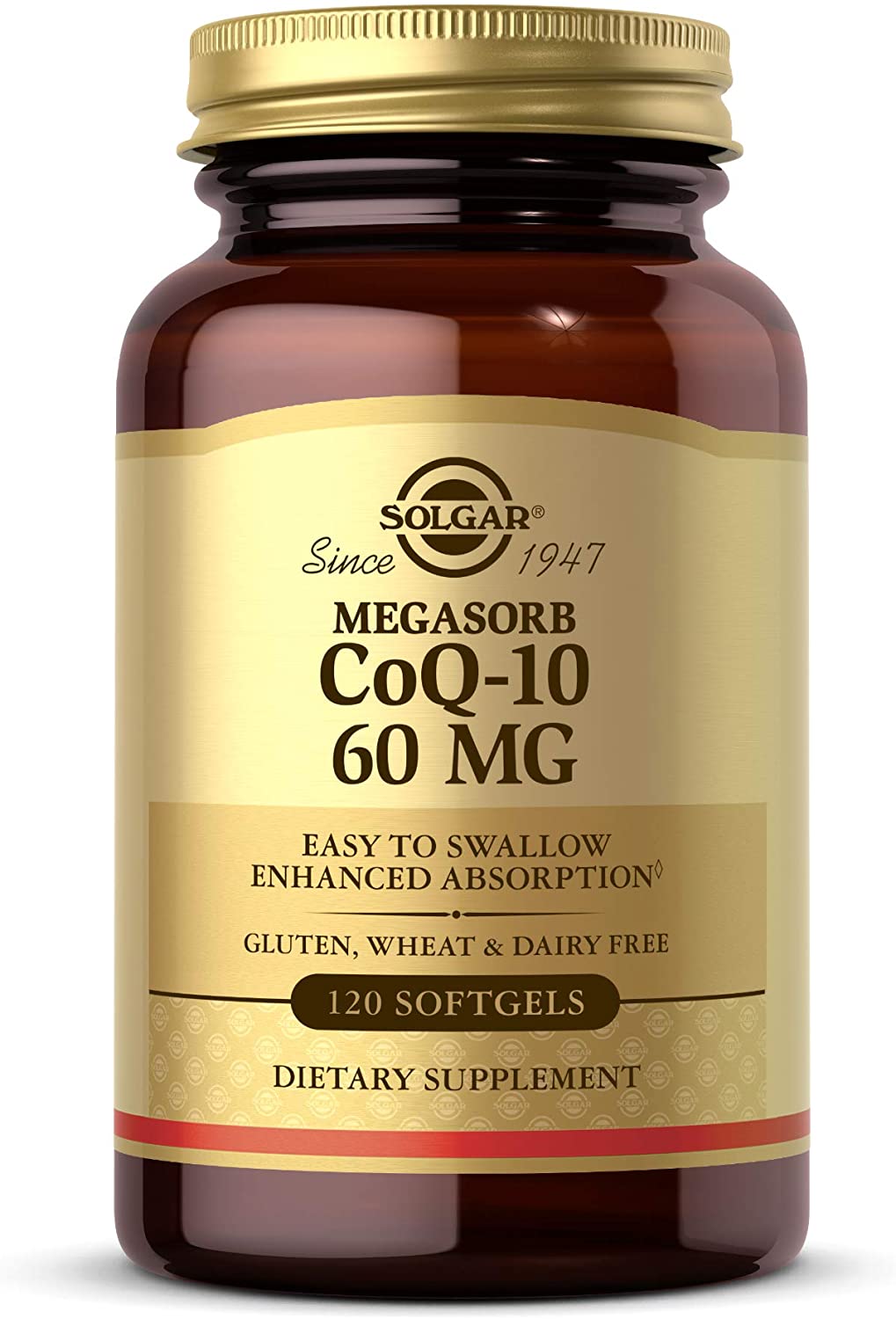 Solgar Megasorb CoQ-10 60 mg, 120 Softgels - Supports Heart &amp; Brain Health - Coenzyme Q10 Supplement - Enhanced Absorption, Easy to Swallow - Gluten Free, Dairy Free - 120 Servings