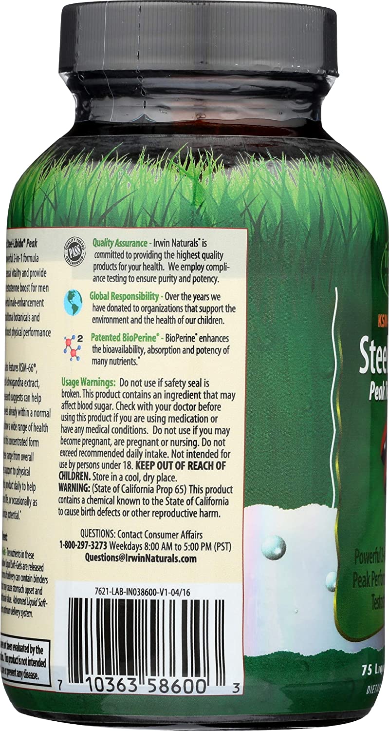 Irwin Naturals Steel Libido Peak Testosterone, 75 Count
