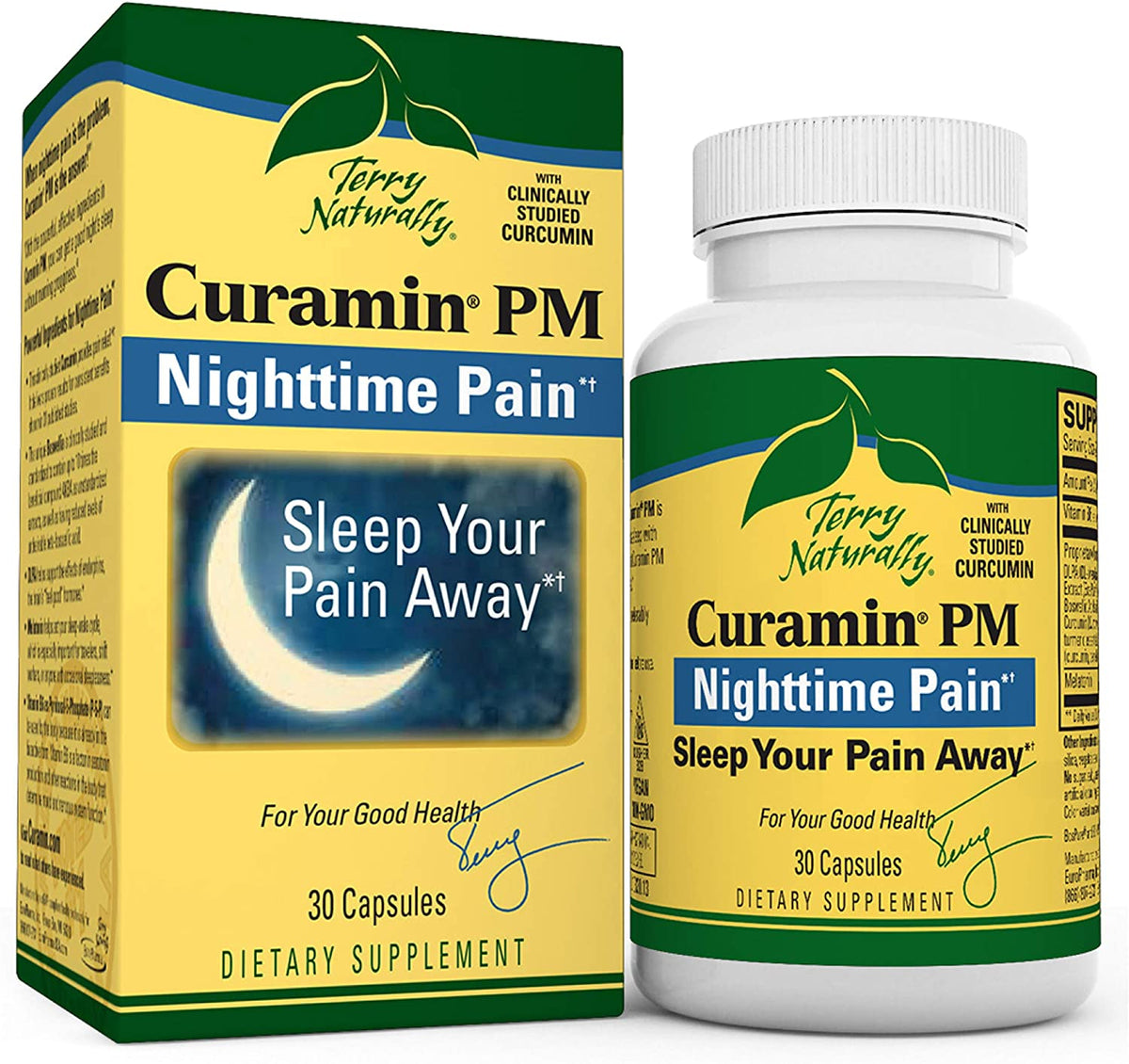 Terry Naturally Curamin Nighttime - Curcumin & DLPA Capsule - Non-GMO Supplement to Support Healthy Sleep & Relaxation - Herbal Supplement with Melatonin - 30 Capsules