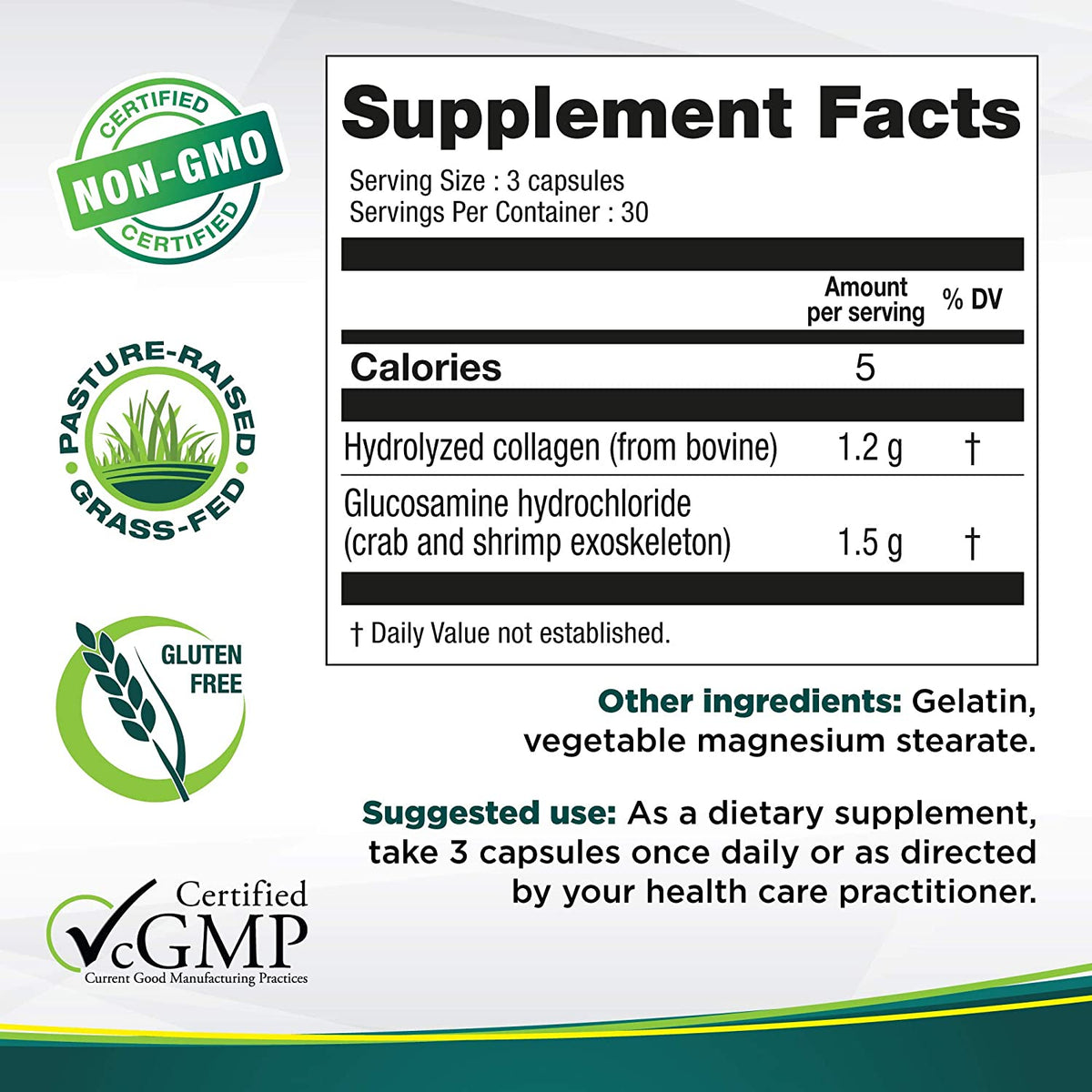 Genacol Plus – Glucosamine and Collagen Supplement, Ultra-Hydrolyzed Collagen Peptides, Eases Joint Movement, Maintains Cartilage, 90 Capsules (30-Day Supply)