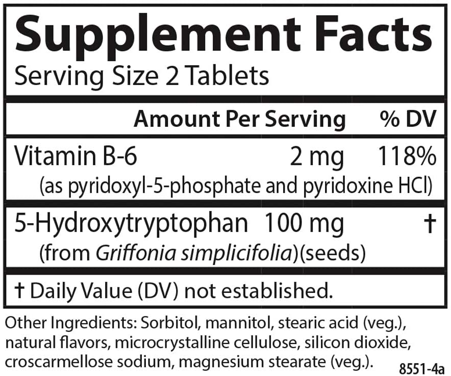 Carlson - Healthy Mood 5-HTP Elite, 100 mg, Serotonin Production, Healthy Mood &amp; Promotes Relaxation, Natural Raspberry Flavor, 120 Tablets