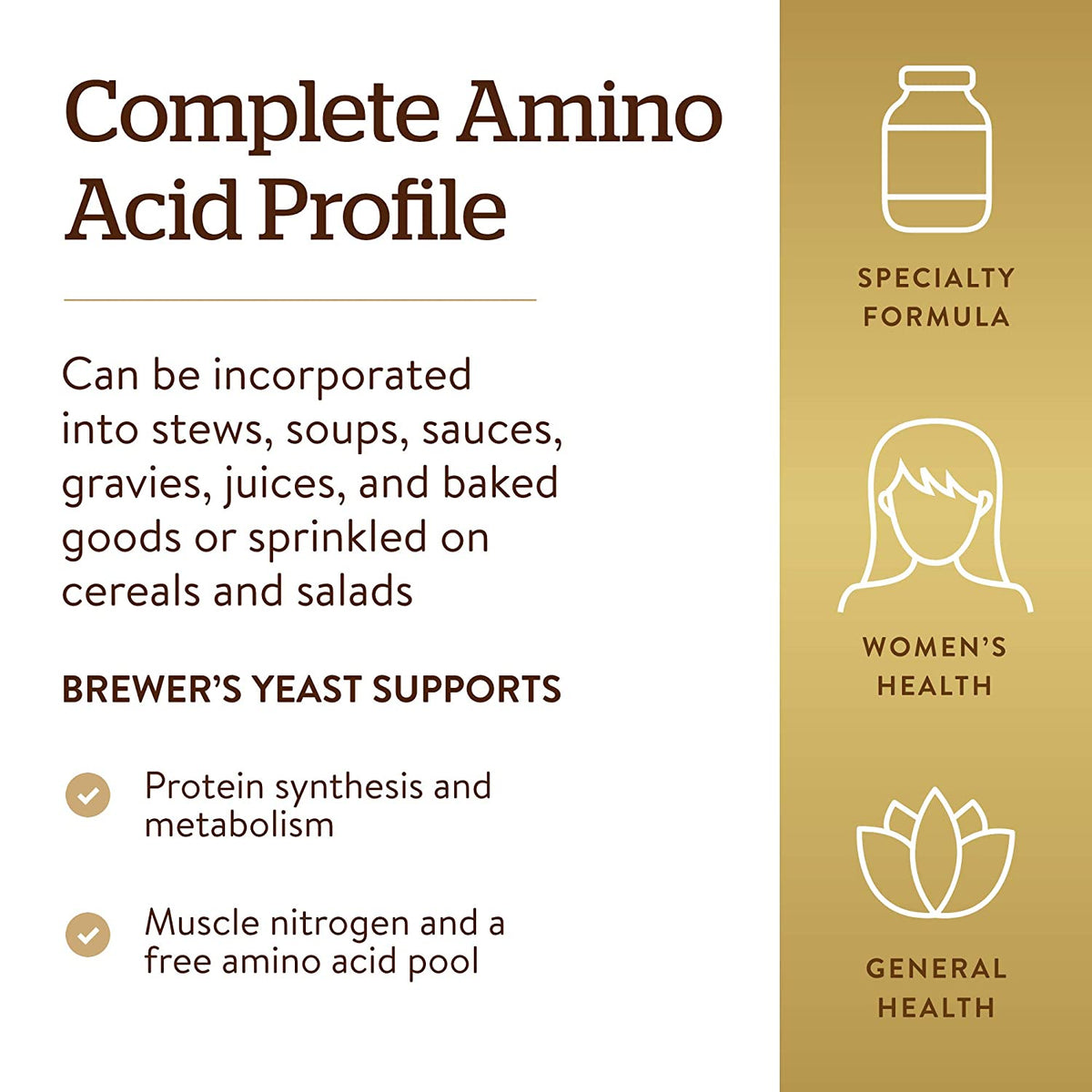 Solgar Brewer&#39;s Yeast Powder, 14 oz - Rich Source of Amino Acids, B-Complex Vitamins, Minerals, &amp; Protein - Natural, Unflavored, Unsweetened - Dairy Free, Vegetarian - 13 Servings