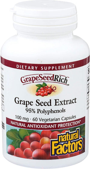 Natural Factors GrapeSeedRich™ Grape Seed Extract, 100 mg, 60 Capsules