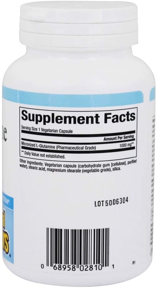 Natural Factors - Micronized L-Glutamine 1000mg, Support for Muscle Tissue & Immune System, 90 Vegetarian Capsules
