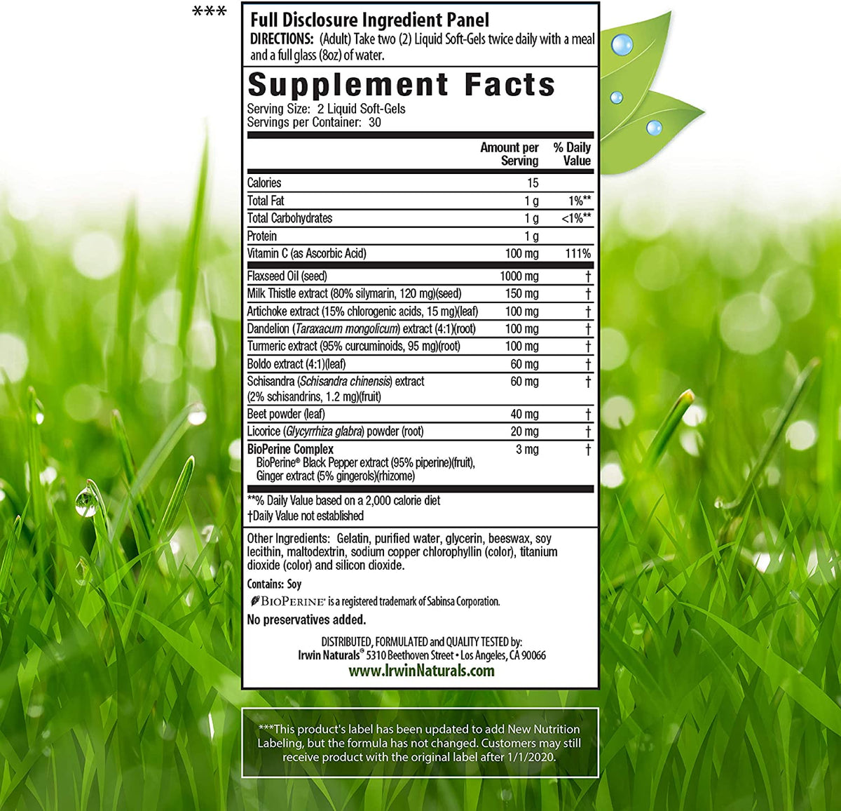 Irwin Naturals Milk Thistle Liver Detox - 60 Liquid Soft-Gels, Supports Liver Health with Dandelion, Artichoke, Turmeric & Green Beet Root - 30 Total Servings