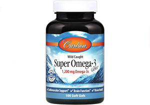 Carlson Super Omega-3 Gems, Norwegian, 1,200 mg Omega-3s, 100 Soft Gels