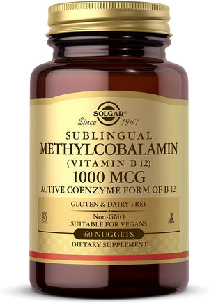 Solgar Methylcobalamin ( Vitamin B12 ) 1000 mcg , 60 Nuggets - Pack of 2 - Supports Energy Metabolism - Active Form of Vitamin B12 - Non-GMO , Vegan , Gluten Free , Dairy Free , Kosher - 60 Servings