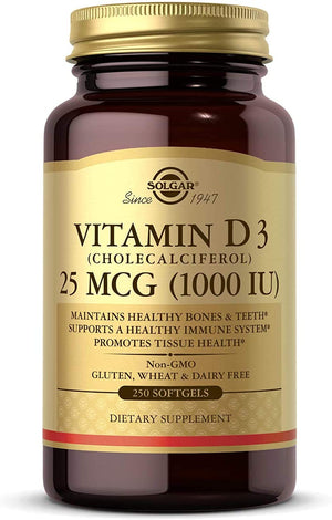 Solgar Vitamin D3 Cholecalciferol, 25 mcg, 250 Softgels