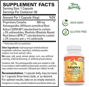 Terry Naturally Adaptra® Ashwagandha and Rhodiola, 60 Capsules