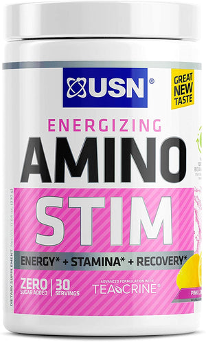 Energizing Amino Stim Sugar Free Energy Supplement - Energy, Stamina Recovery Powder with BCAAs, Pink Lemonade, 30 Servings